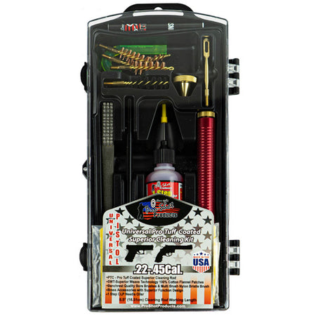 Universal Pistol Coated Rod Cleaning Kit .22-.45 Cal Black