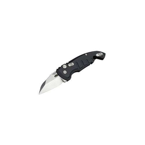 Microtech A01-Microswitch 1.95in Automatic Wharncliffe Blade Tumbled Aluminum Frame Black