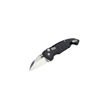 Microtech A01-Microswitch 1.95in Automatic Wharncliffe Blade Tumbled Aluminum Frame Black