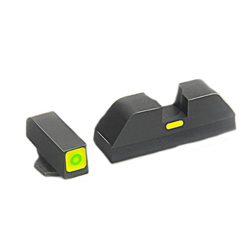 AmeriGlo CAP Sight Set for Glock 17/19/22/23 - Green Tritium Front, LumiGreen Outline