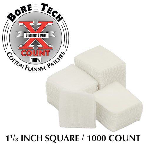 Bore Tech X-Count 1-1/8" Square Cotton Flannel Cleaning Patches 1000/Bag
