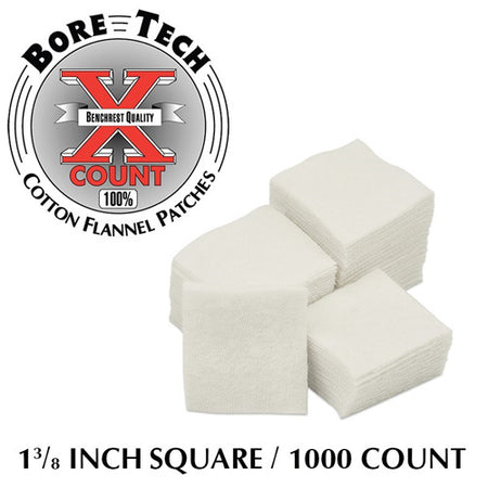 Bore Tech X-Count 1-3/8" Square Cotton Flannel Cleaning Patches 1000/Bag