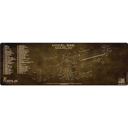 Marlin Model 336 Schematic Rifle Cleaning Mat - Vintage Brown