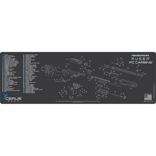 Ruger PC Carbine Schematic Rifle Cleaning Mat - Charcoal Gray