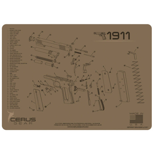 1911 Schematic Gun Cleaning ProMat - Coyote Tan