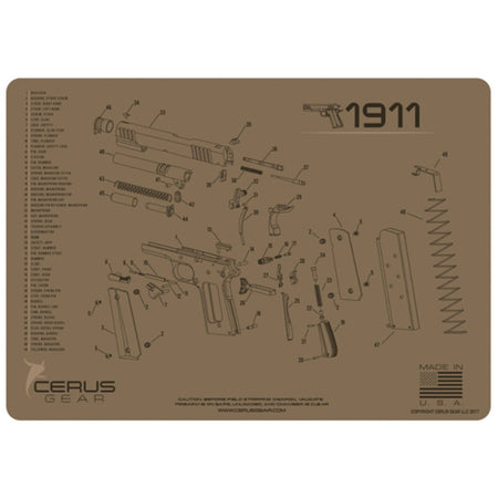 1911 Schematic Gun Cleaning ProMat - Coyote Tan
