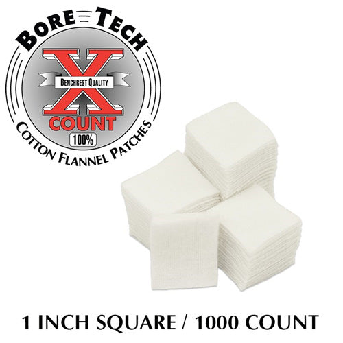 Bore Tech X-Count 1" Square Cotton Flannel Cleaning Patches 1000/Bag