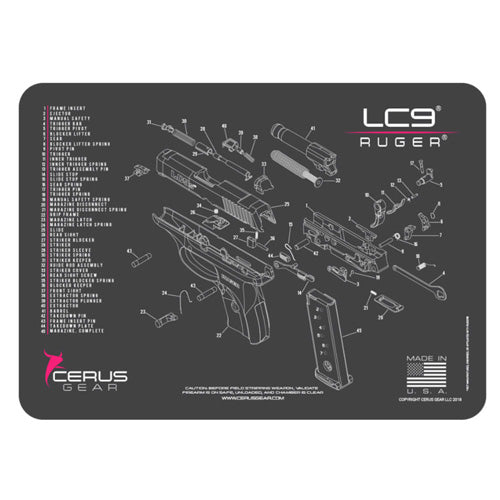 Ruger LC9 Schematic ProMat Pink 12x17 Inch