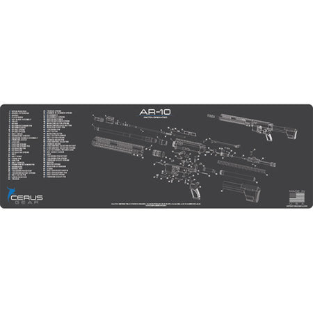 AR-10 Schematic Rifle Cleaning Mat - Charcoal Gray