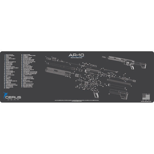 AR-10 Schematic Rifle Cleaning Mat - Charcoal Gray