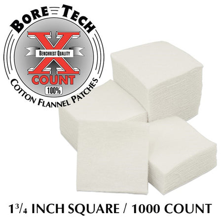 Bore Tech X-Count 1-3/4" Square Cotton Flannel Cleaning Patches 1000/Bag