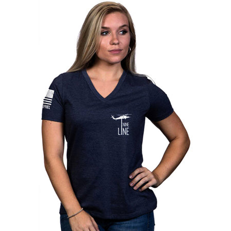 Nine Line Women's America V-Neck Relaxed Fit T-Shirt XL