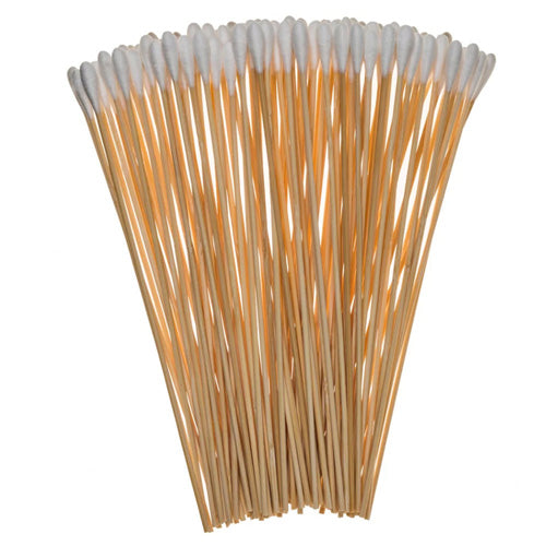Cotton Gun Cleaning Swabs with 6" Wooden Shaft - 100 Pack, White