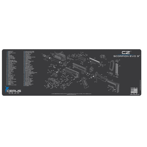 CZ Scorpion EVO 3 SBR Schematic Cleaning Mat - Charcoal Gray