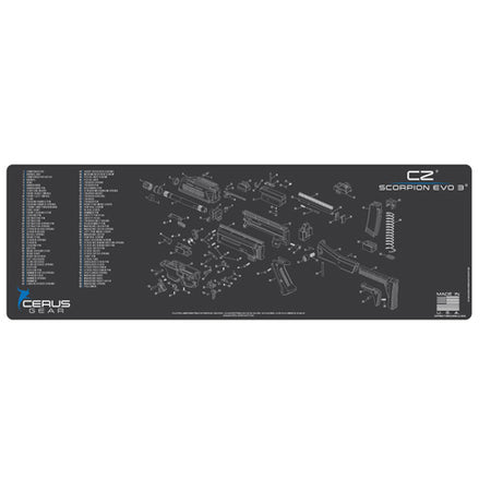 CZ Scorpion EVO 3 SBR Schematic Cleaning Mat - Charcoal Gray