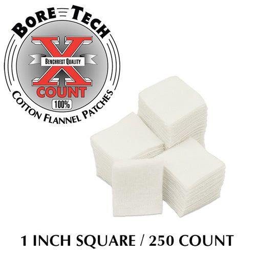Bore Tech X-Count 1" Square Cotton Flannel Cleaning Patches 250/Bag
