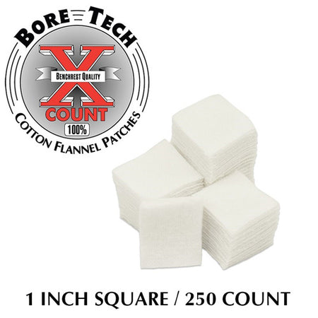 Bore Tech X-Count 1" Square Cotton Flannel Cleaning Patches 250/Bag