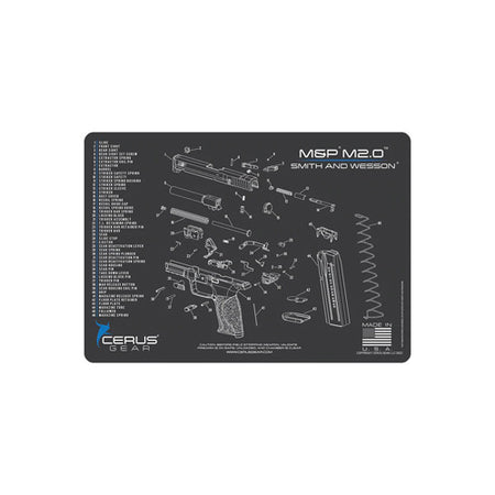 Smith & Wesson M&P M2.0 Schematic Handgun Mat Charcoal Gray 12x17