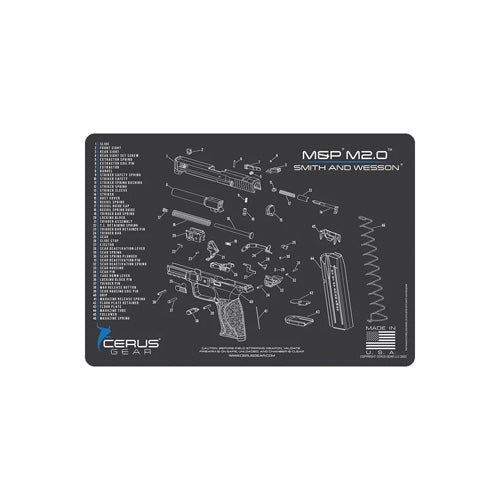 Smith & Wesson M&P M2.0 Schematic Handgun Mat Charcoal Gray 12x17