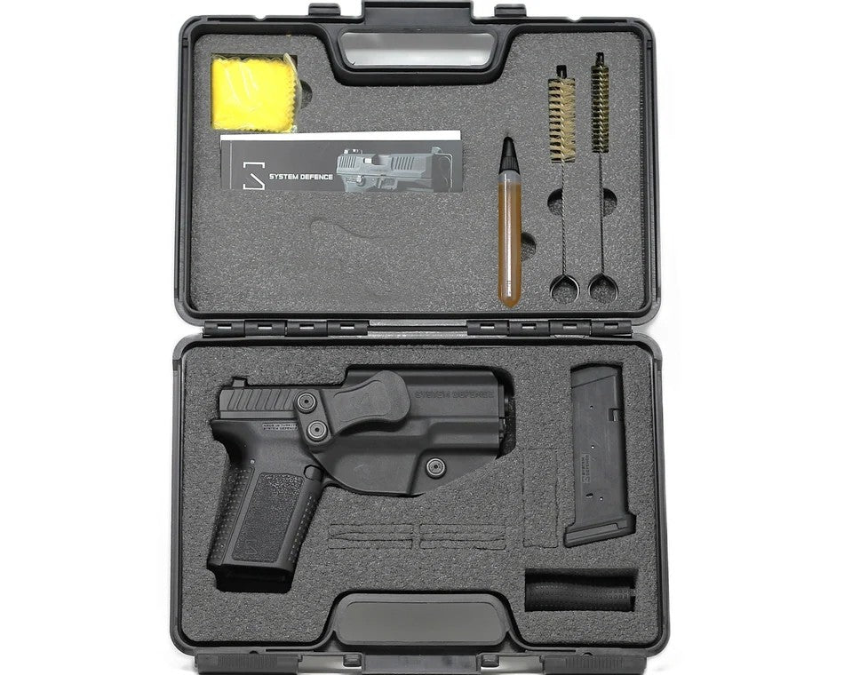 System Defense C9 9mm Luger Handgun with Threaded Barrel G19 Clone with Holster, 2x 15rd Magazines & Cleaning Kit