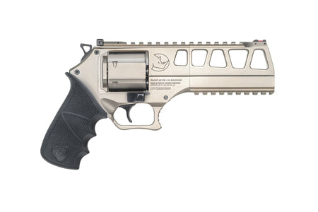 Chiappa Firearms 340351 60DS L Frame 44 Mag 6 Shot 6" Nickel Steel Barrel & Cylinder, Nickel Alloy Frame, Black Hogue Rubber Grip