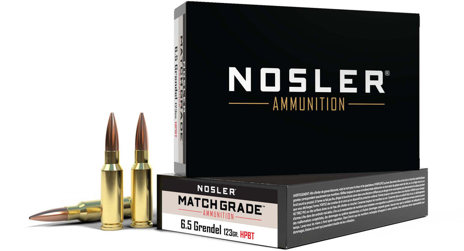 Nosler 44501 Match Grade 6.5 Grendel 123 gr Hollow Point Boat Tail (HPBT)