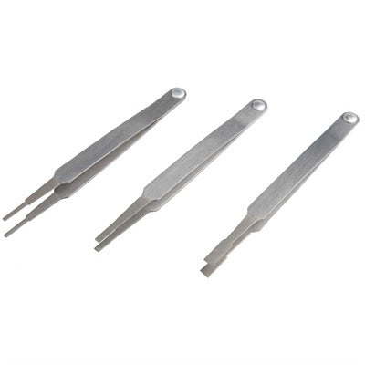 3-Piece Diamond Tip Pivot Handle Tweezers Set