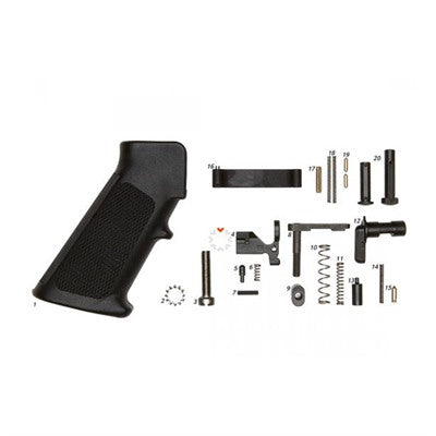 AR-15 Mil-Spec Lower Parts Kit with Grip, No Trigger
