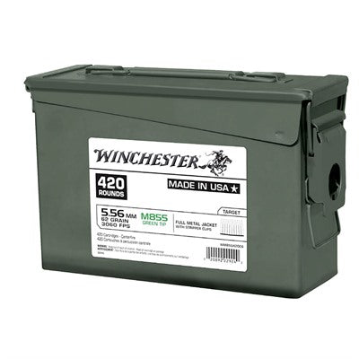 Winchester M855 Green Tip Ammo Can Stripper Clips 5.56x45mm NATO 62 gr FMJ ammo