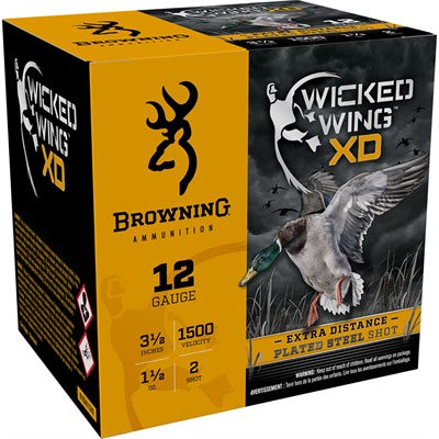 Browning B193411242 Wicked Wing XD Extra Distance 12 Gauge 3.5" 1-1/2oz 2 Shot 1500 fps