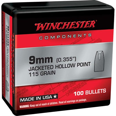 JHPN 9mm (0.355") Jacketed Hollow Point Notched Handgun Bullets