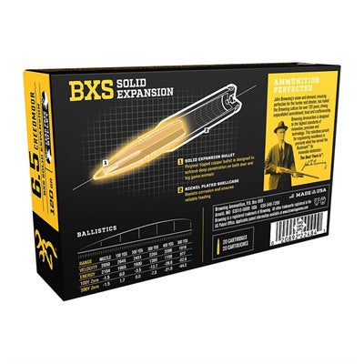 Browning B192400651 BXS Copper Expansion Lead Free Solid Expansion Polymer Tip  120 Grain 6.5mm Creedmoor