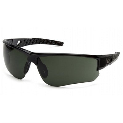 Pyramex Atwater Safety Glasses Forest Gray H2X Anti-Fog Lens Black Silver Frames
