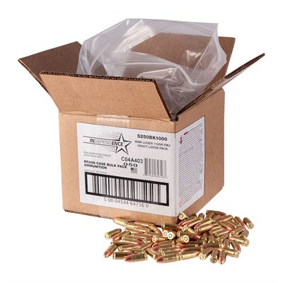 CCI 9mm Luger/Parabellum 5250BK1000 Independence Full Metal Jacket FMJ 115 Grain