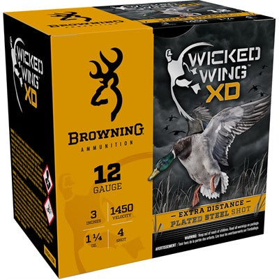 Browning B193411234 Wicked Wing XD Extra Distance 12 Gauge 3" 1-1/4oz 4 Shot 1450 fps