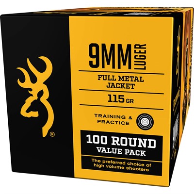 Browning B191800094 Value Pack Full Metal Jacket FMJ 115 Grain 9mm Luger/Parabellum