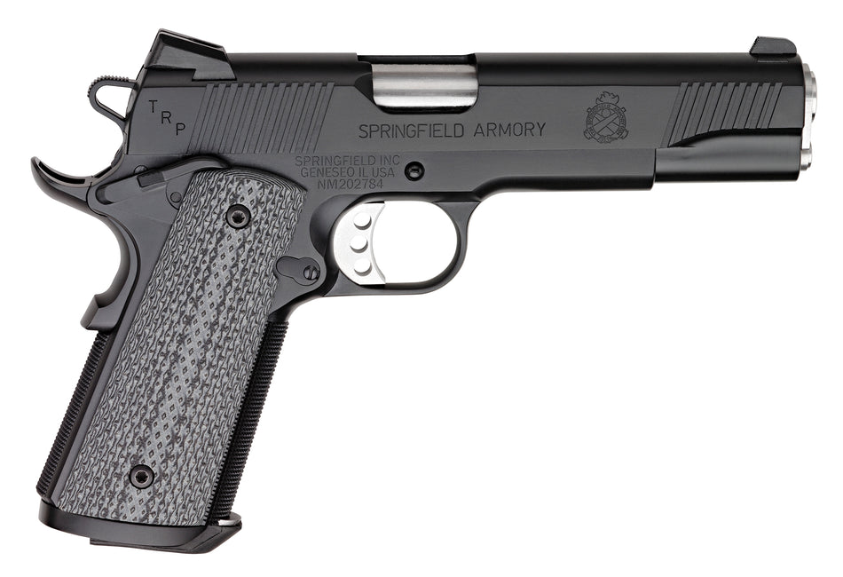 Springfield Armory PC9108LCA18 1911 TRP *CA Compliant 45 ACP 7+1, 5" Match Grade Stainless Steel Barrel, Black Cerakote Serrated Carbon Steel Slide &^ Frame w/Beavertail, Black G10 Grip