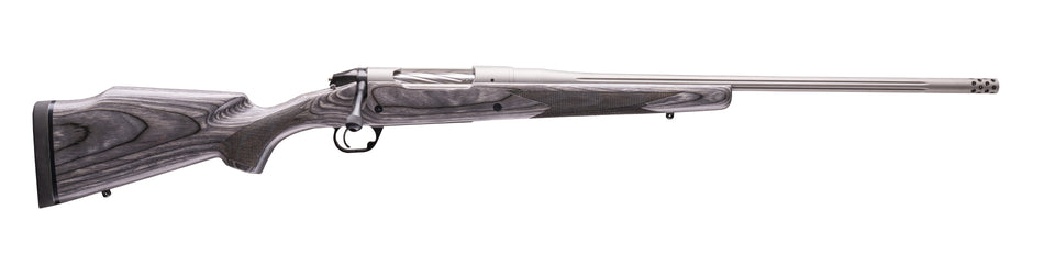 Bergara Rifles BPR40-300WM Premier Platinum Stalker Full Size 300 Win Mag 3+1 22" Titanium Cerakote Fluted Threaded Barrel, Titanium Cerakote Stainless Steel Drilled & Tapped Receiver, Gray Pepper Fix