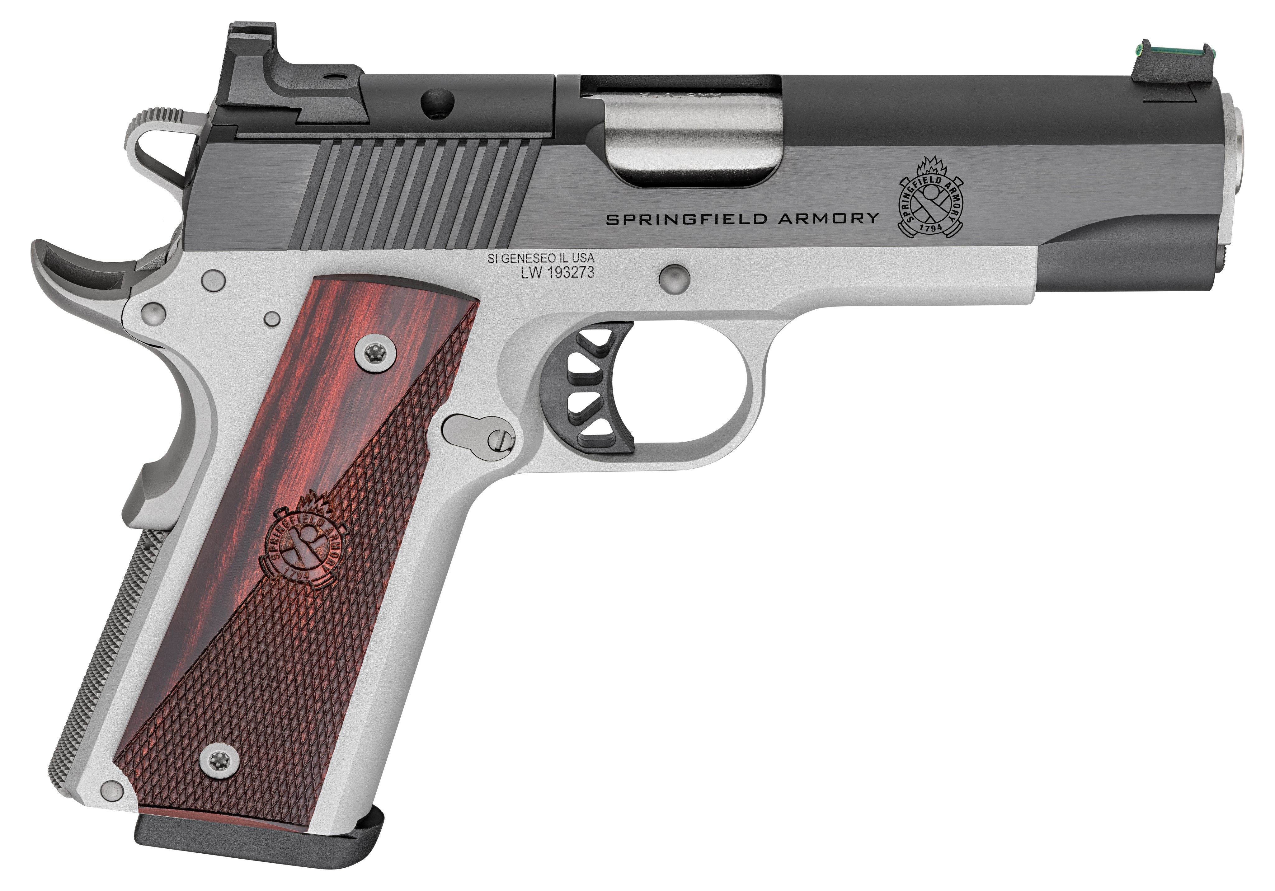 Springfield Armory PX9117LAOS 1911 Ronin 9mm 9+1 4.25" Stainless Steel Barrel Optic Ready Blued Slide Crossed Cannons Checkered Grip