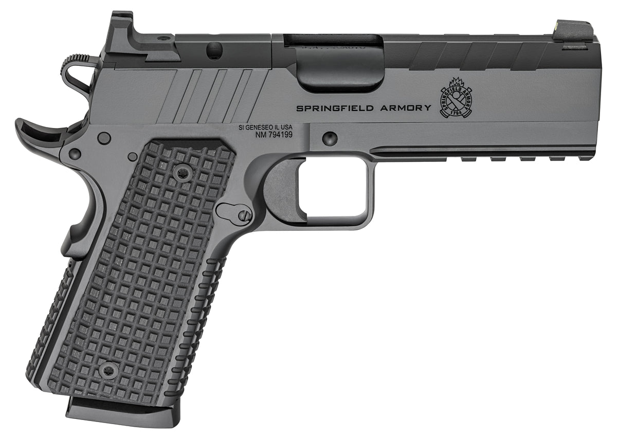 Springfield Armory PX9228LAOS 1911 Emissary 45 ACP 8+1 4.25" Stainless Steel Barrel Optic Ready Black Carbon Steel Slide VZ Grips Thin-Line G10 Grip