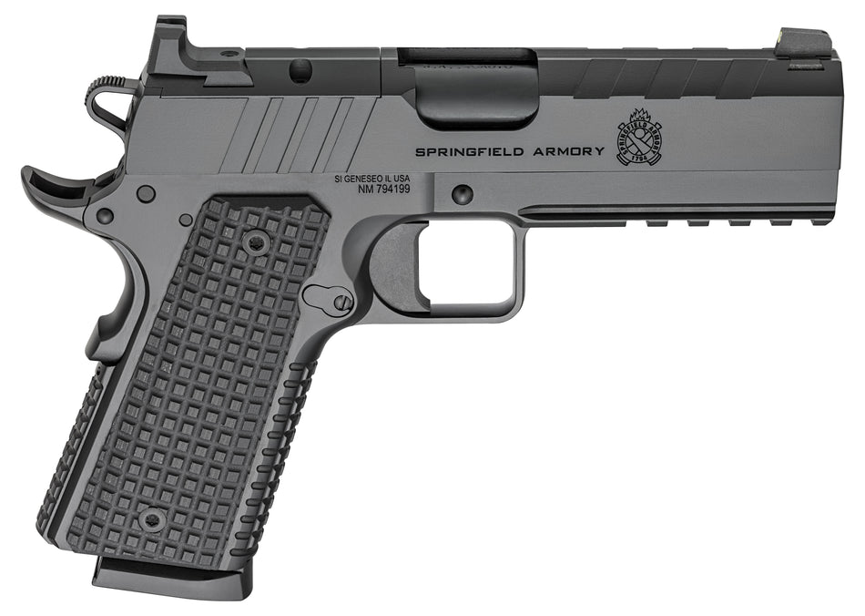Springfield Armory PX9228LAOS 1911 Emissary 45 ACP 8+1 4.25" Stainless Steel Barrel Optic Ready Black Carbon Steel Slide VZ Grips Thin-Line G10 Grip
