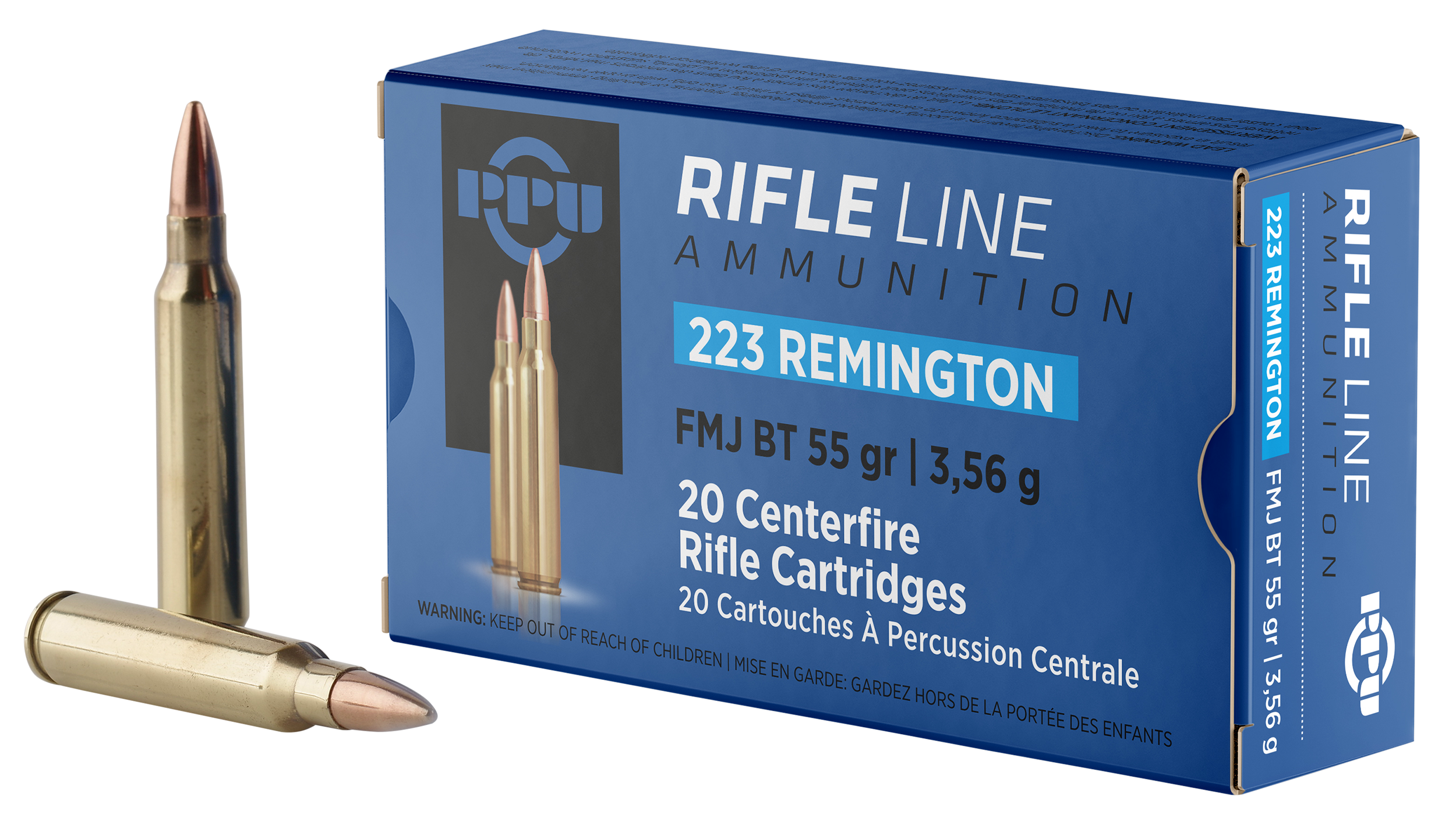 PPU PP223F1 Standard Rifle Rifle 223 Rem 55 gr Full Metal Jacket Boat-Tail (FMJBT) 20 Per Box/ 50 Cs