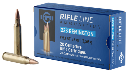 PPU PP223F1 Standard Rifle Rifle 223 Rem 55 gr Full Metal Jacket Boat-Tail (FMJBT) 20 Per Box/ 50 Cs