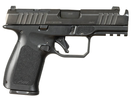 Rost Martin RM1CBLKOSP(COMP) RM1C 9mm Luger 17+1 4" Black Compensated Match Grade Barrel, Black Tenifer Optic Ready/Serrated Steel Slide, Black Polymer Frame w/Picatinny Rail, Textured Grip
