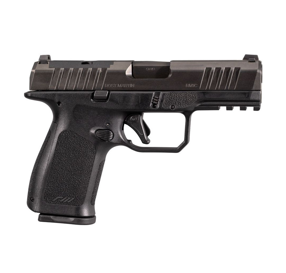 Rost Martin RM1CBLKOSP10CA RM1C *CA Compliant 9mm Luger 10+1 4" Black Compensated Match Grade Barrel, Black Tenifer Optic Ready/Serrated Steel Slide, Black Textured Grip