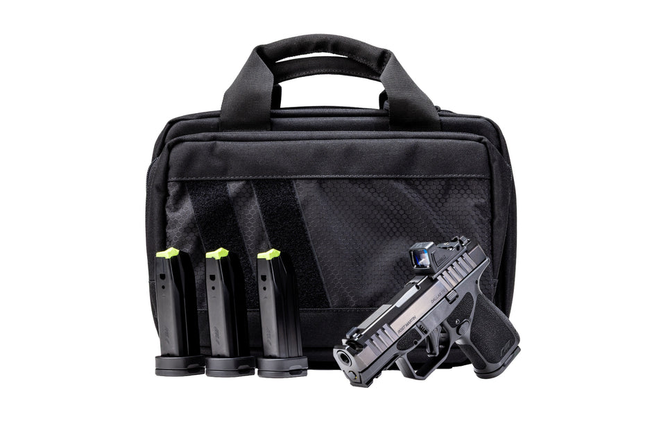 Rost Martin RM1SBLKOSP10CA(COMP)-P RM1S Comp Bundle *CA Compliant 9mm Luger 10+1 3.60" Compensated Barrel, Black Nitron Steel Integrated Compensator/Serrated w/Optic Slide, Black Polymer Frame w/Picat