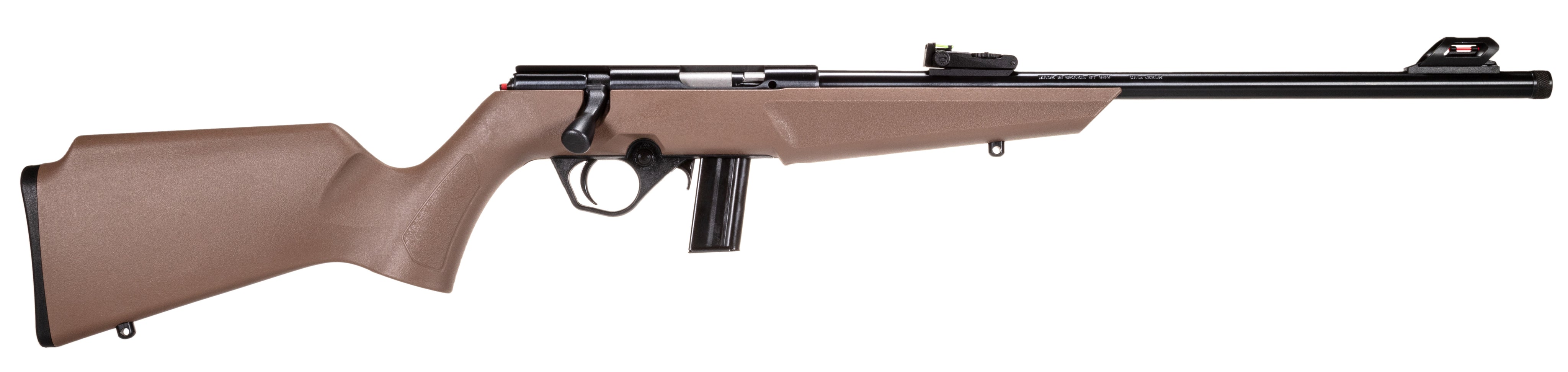 Rossi RB22L1611FDE RB22 Compact 22 LR 10+1, 16" Matte Black Button Rifled Free Floating Steel Barrel, Matte Black Stainless Steel Receiver, Flat Dark Earth Monte Carlo Stock, Right Hand