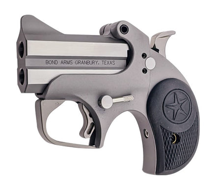 Bond Arms BARN Roughneck 45 ACP 2 Shot 2.50" Rough Matte Stainless Steel Barrel & Frame, Black Rubber Grips