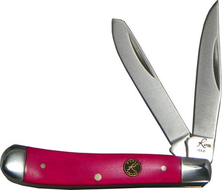 ABKT Roper Pink Sky Peanut 2-Blade Folding Knife with Pink Bone Handles