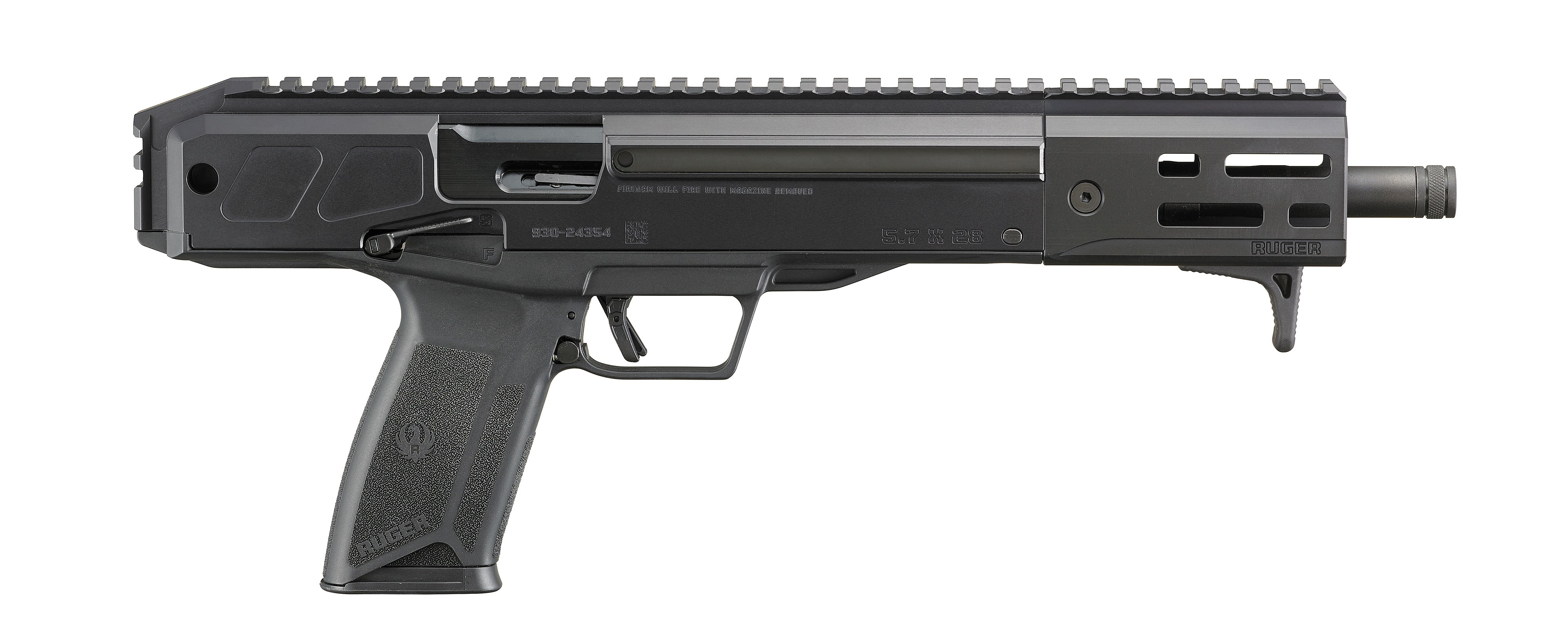 Ruger 19304 LC Charger *State Compliant 5.7x28mm 10+1 10.30" Black Nitride Steel Threaded Barrel, M-LOK Handguards, Black Hard Coat Anodized Picatinny Rail Receiver, Black Polymer Grips, Ambidextrous